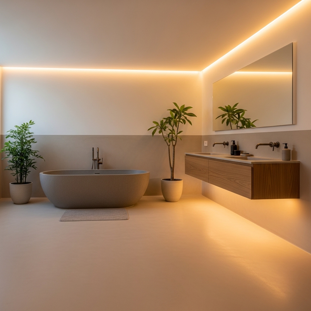 Badkamer met matte toplaag voor minder spiegeling