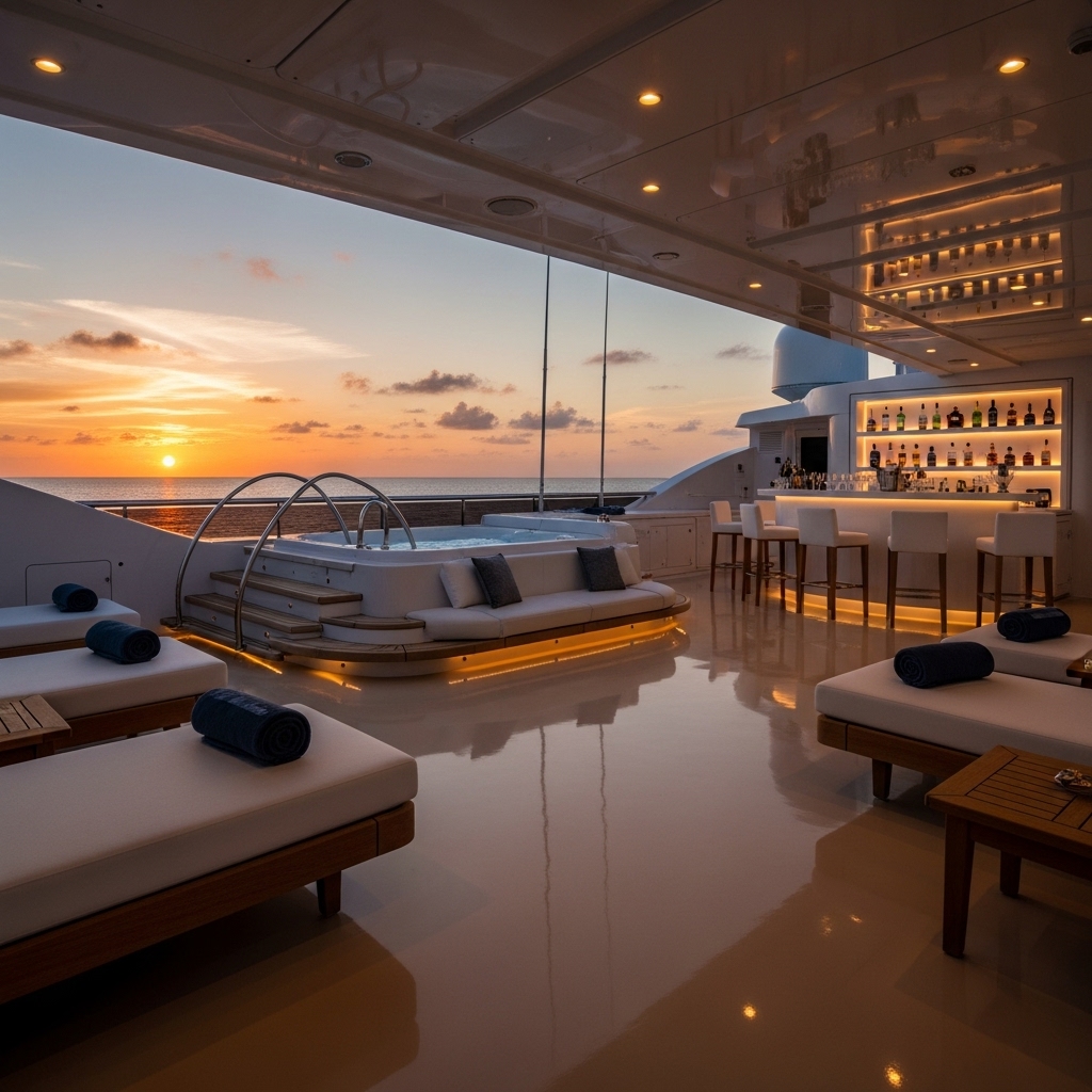 Epoxyvloer jacuzzi bar area met antislip