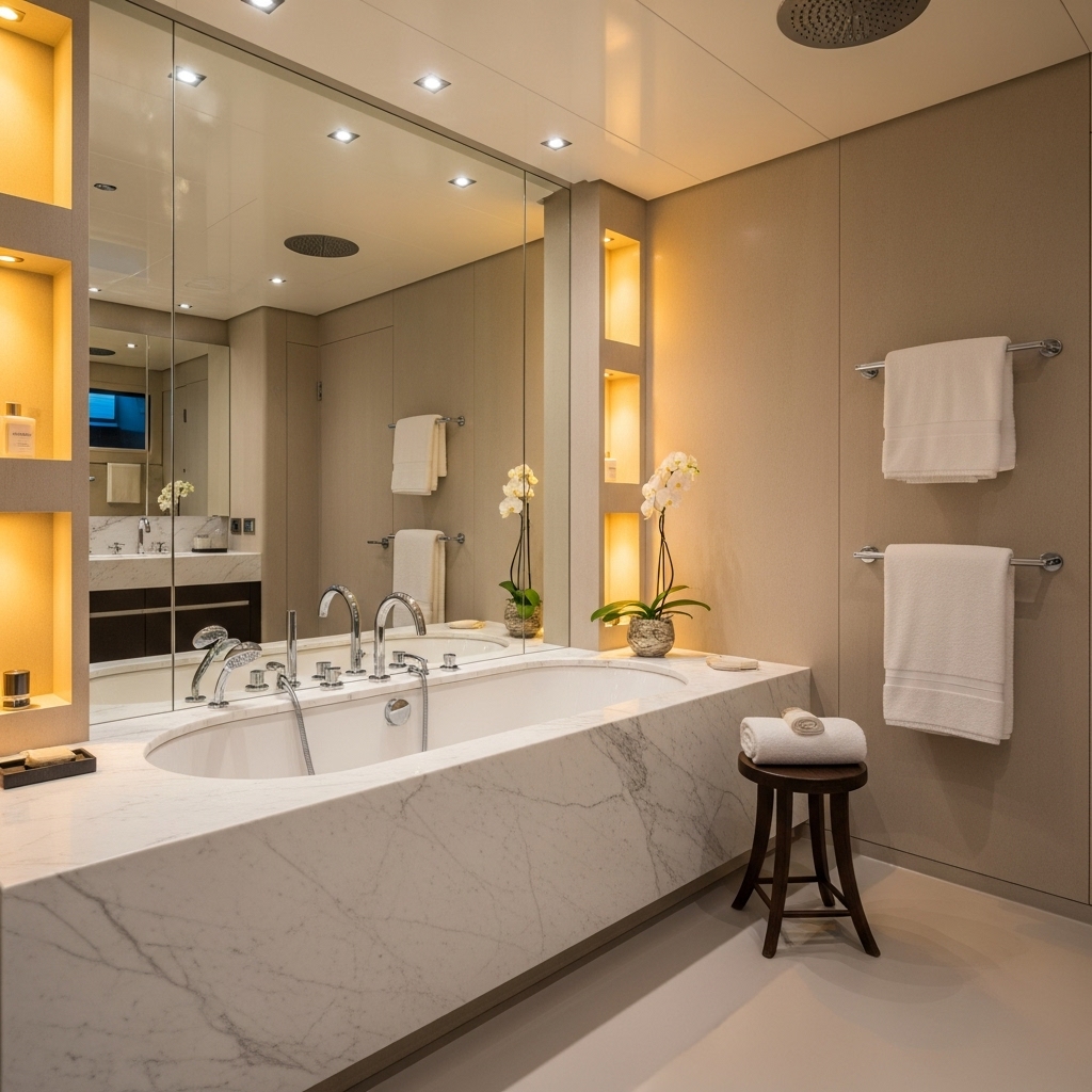 Epoxyvloer in luxe badkamer jacht