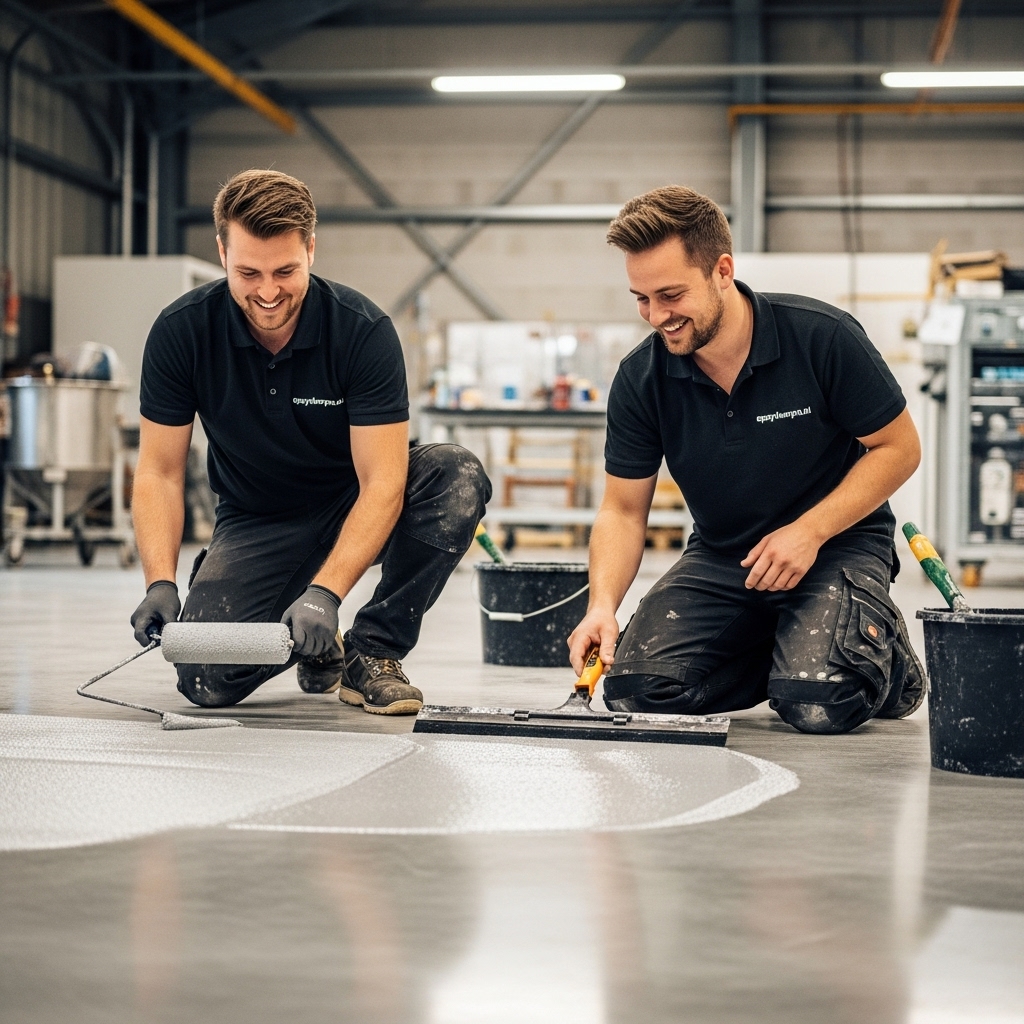 Epoxyvloer – applicatie door team