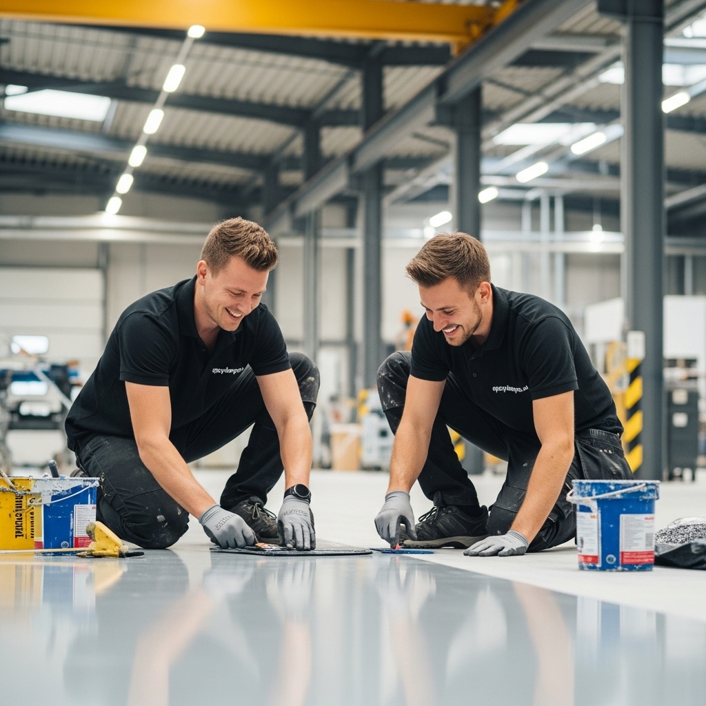 Epoxyvloer – detail afwerking in magazijn