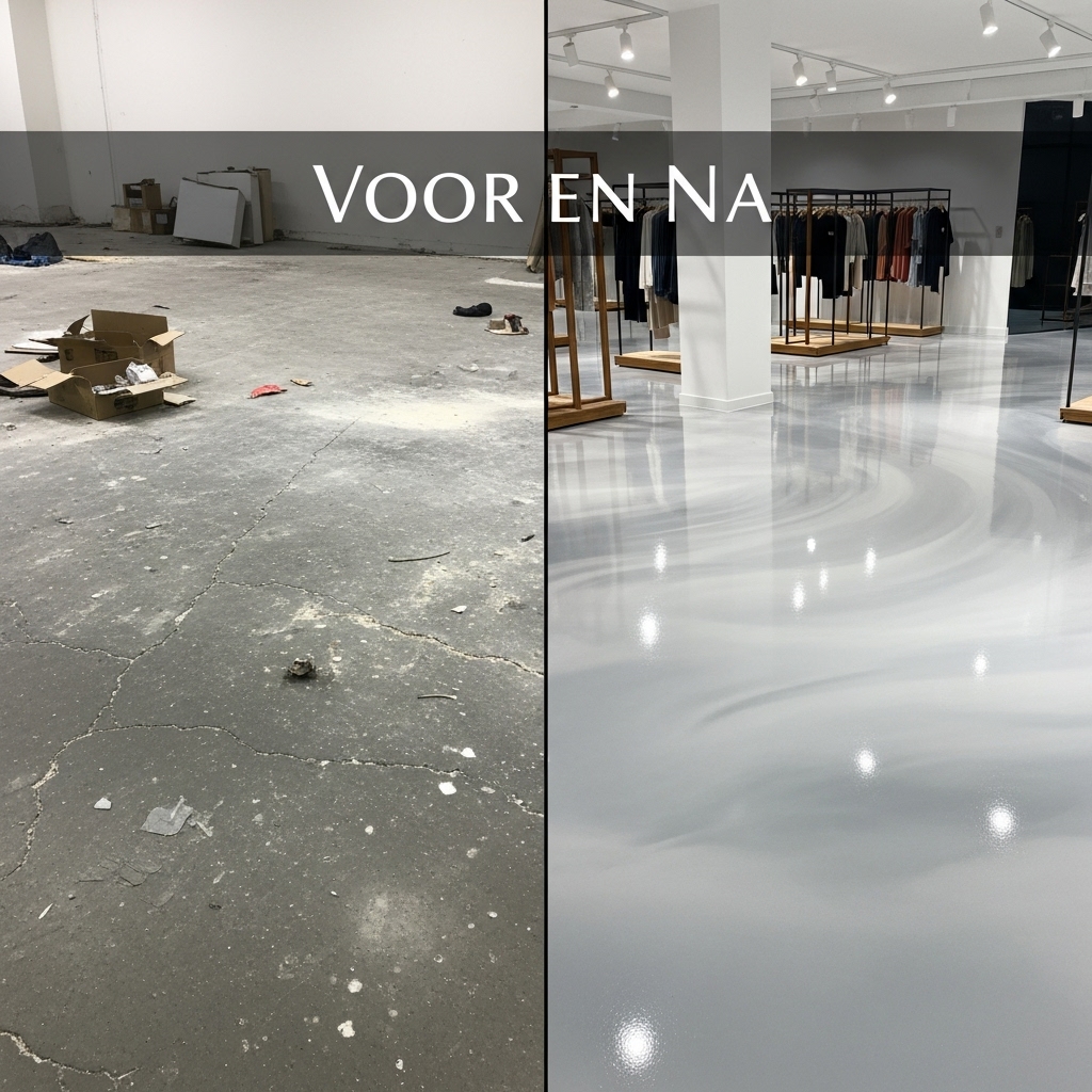 Epoxyvloer Rotterdam – voor en na voorbeeld magazijn Spaanse Polder
