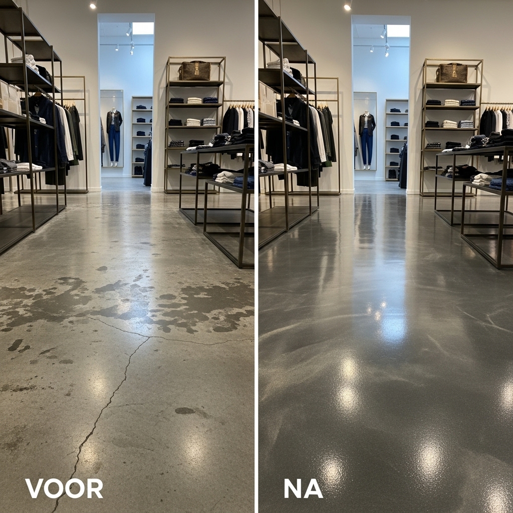 Epoxyvloer Rotterdam – voor en na voorbeeld horeca centrum