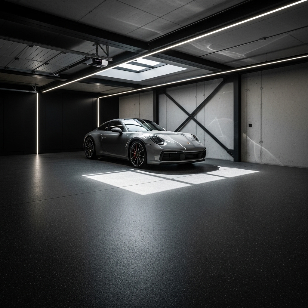 Garage epoxyvloer met flakes
