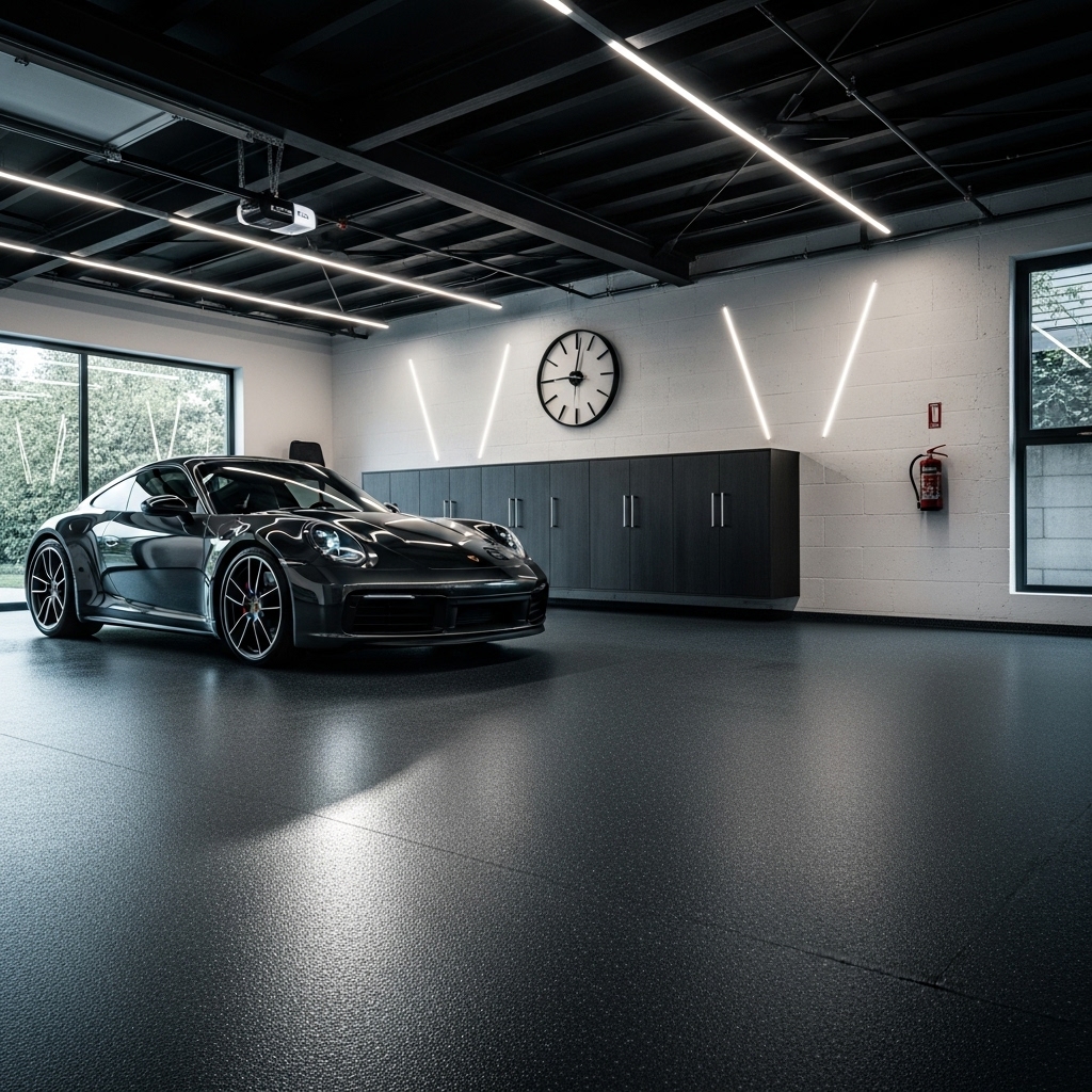 Garagevloer epoxy met zijdeglans toplaag