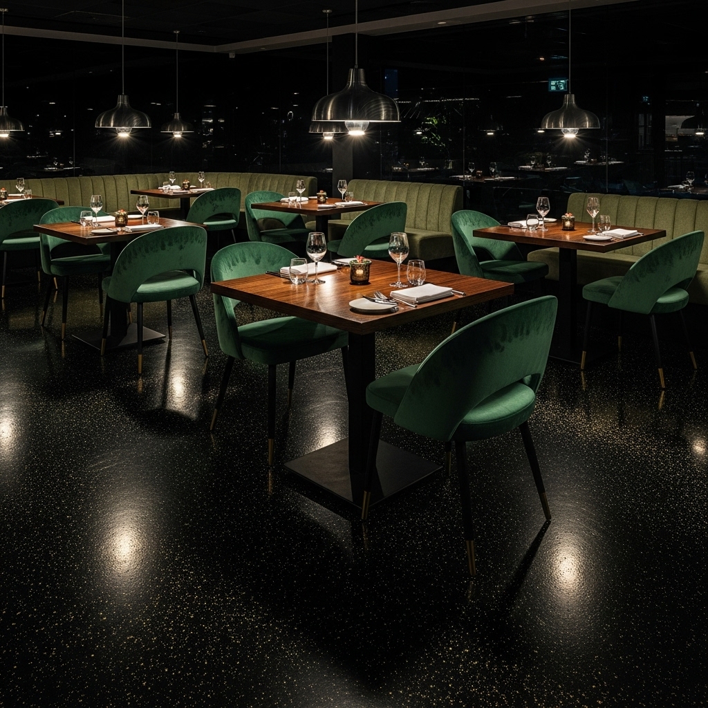 Restaurant epoxyvloer in gastgedeelte