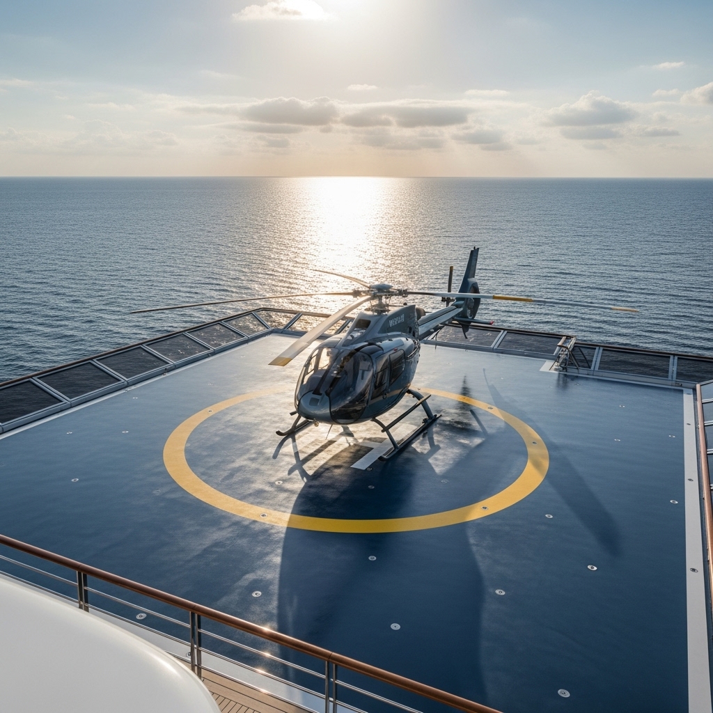 Epoxy helideck met RAL-markeringen, antislip