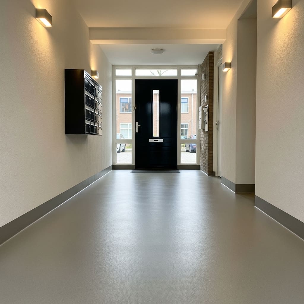 VvE vloercoating op looproute of galerij met nette afwerking